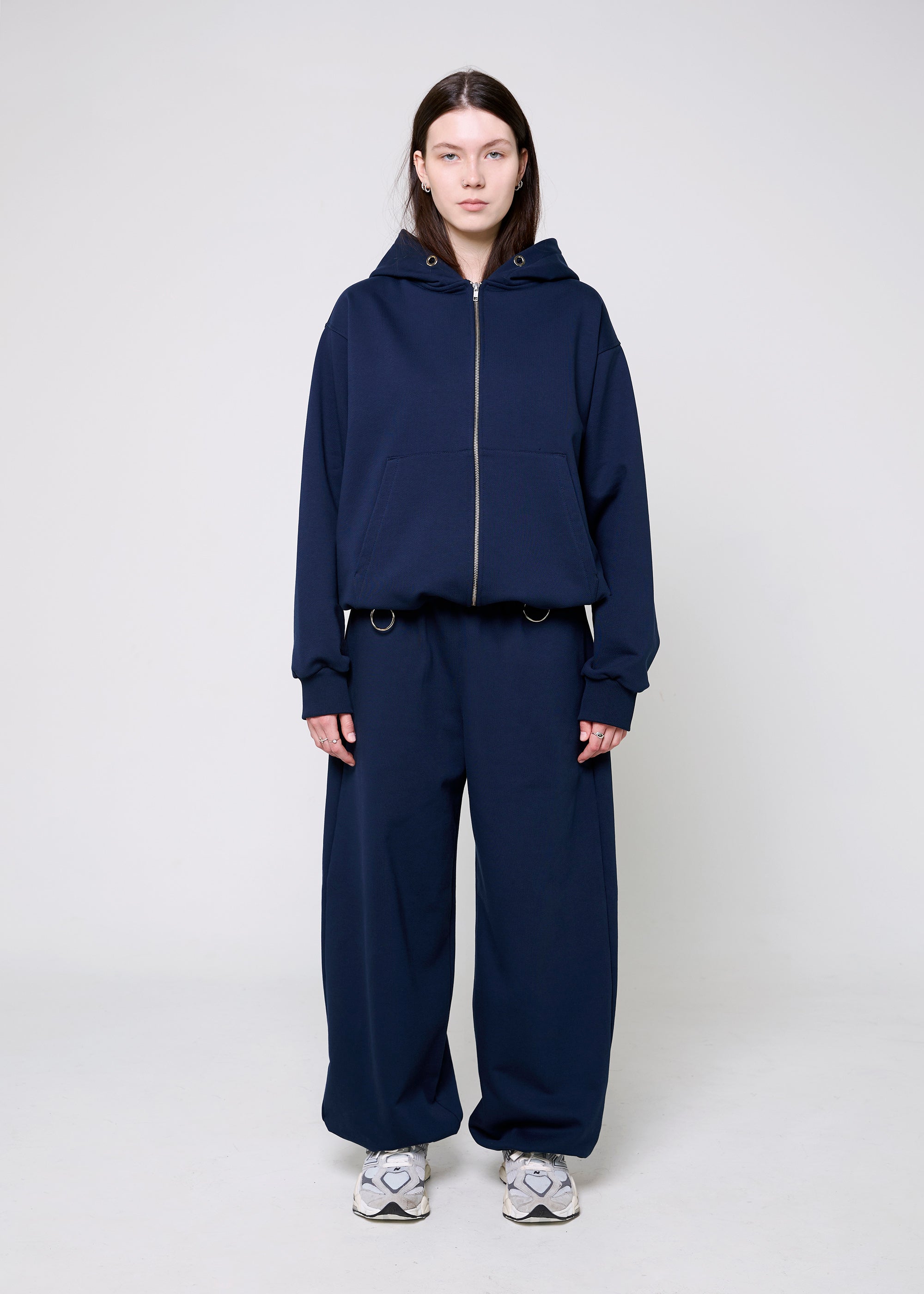 BASIC & BUBBLE navy zipped set