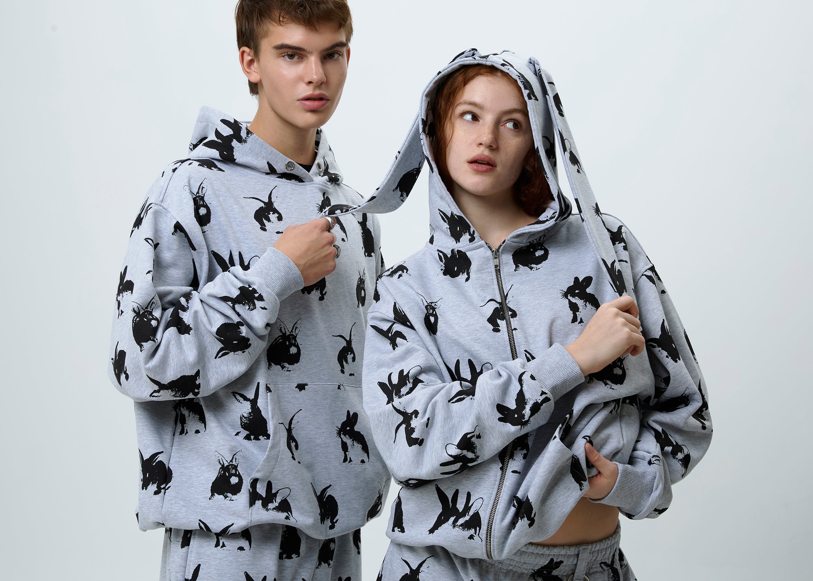 RABBIT grey zipped hoodie