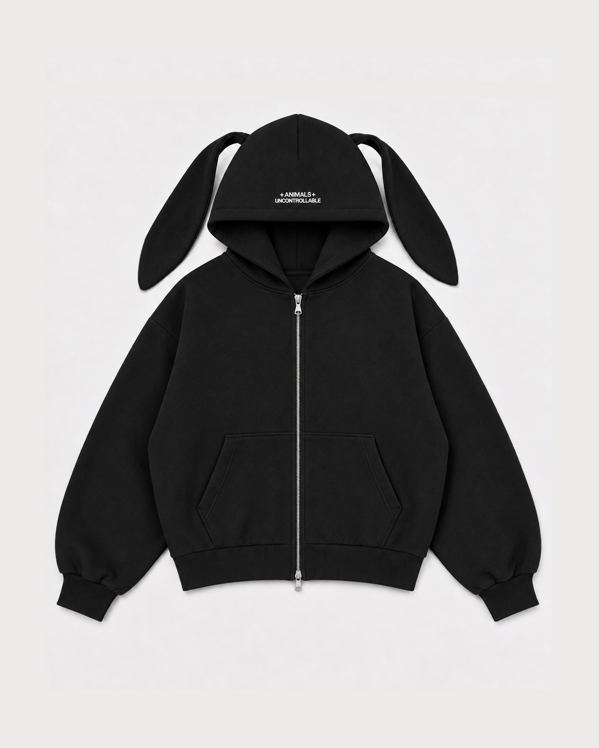 RABBIT black zipped hoodie