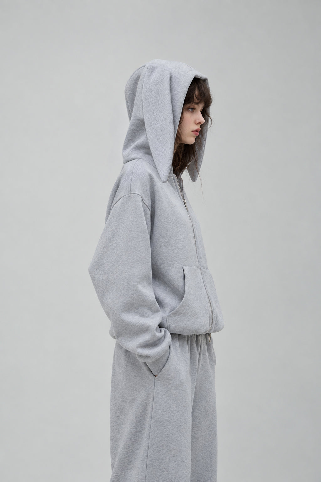 RABBIT melange zipped hoodie