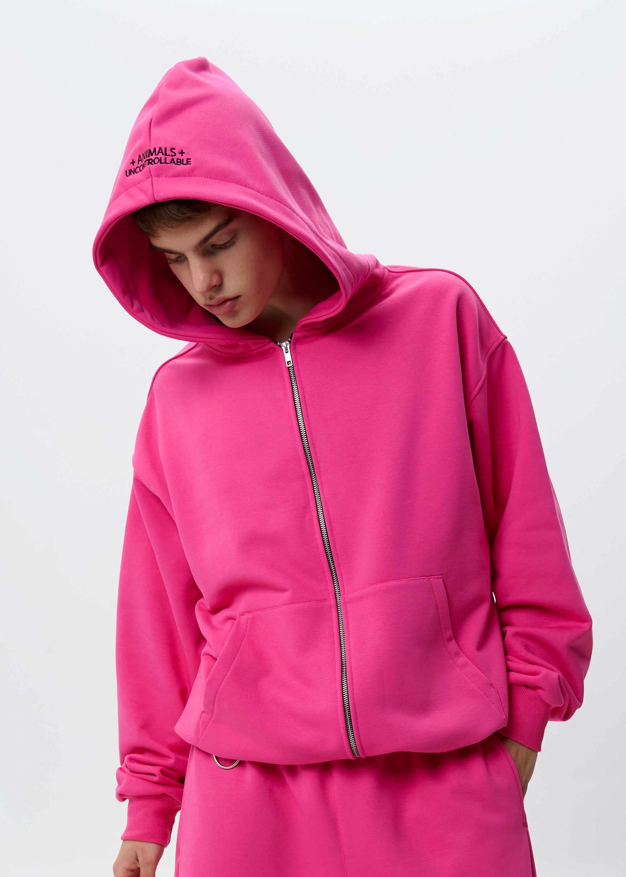 BASIC pink zipped hoodie