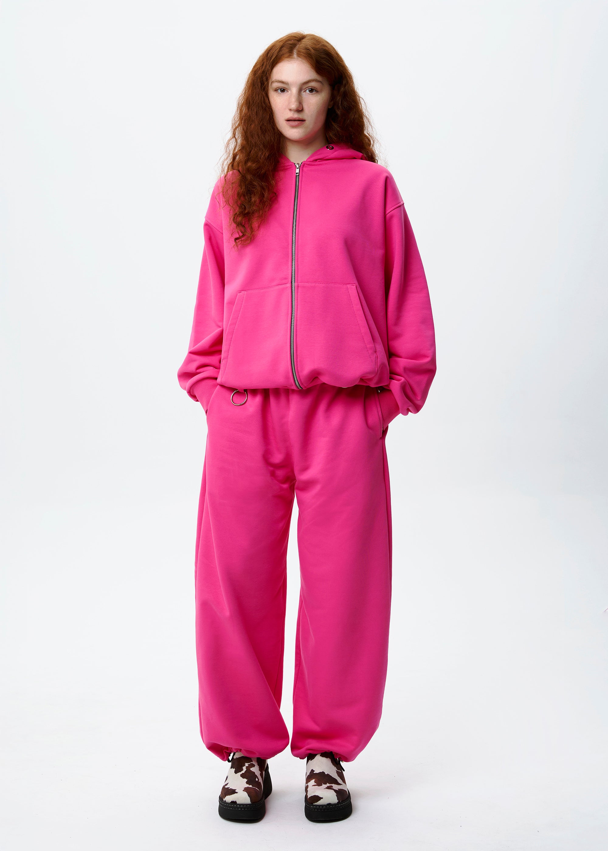 BASIC pink zipped hoodie