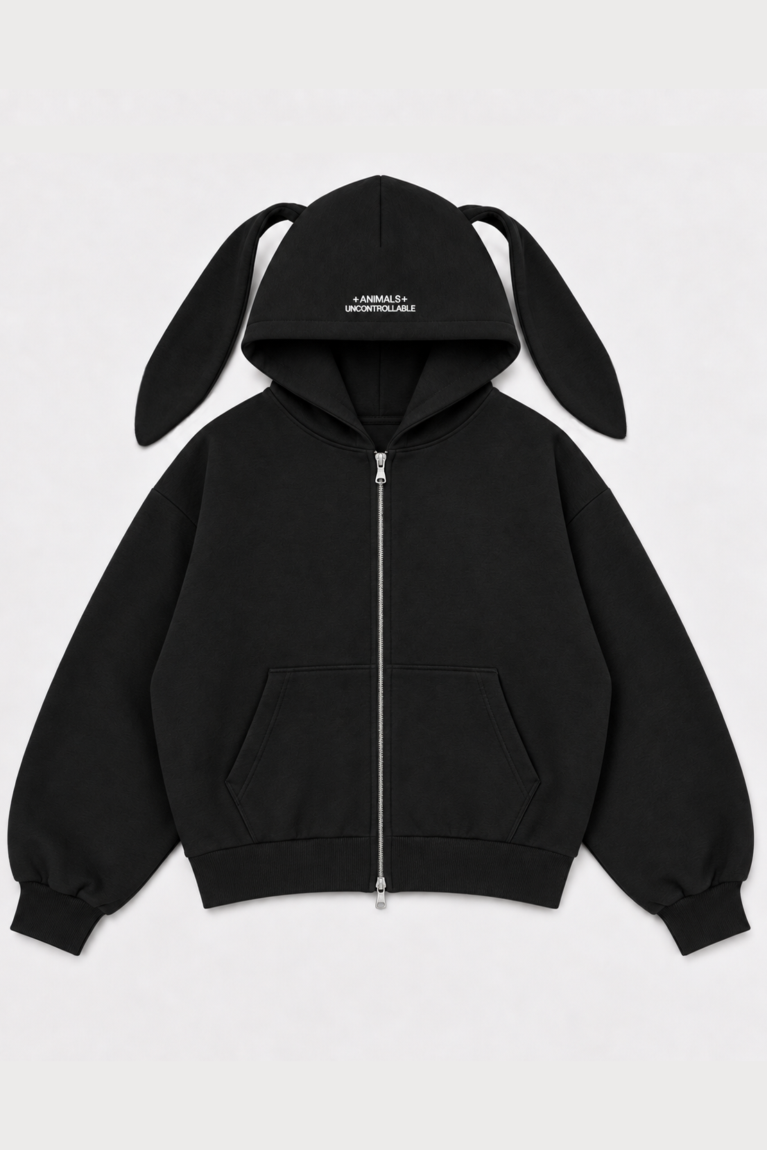RABBIT black zipped hoodie